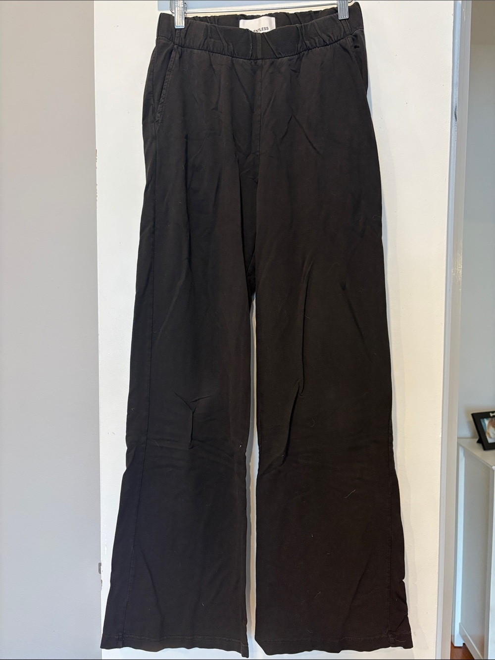 TALENTLESS Black French Terry Wide Leg Pants